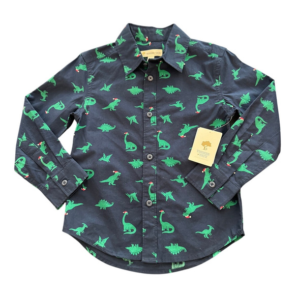 NWT TUCKER + TATE ~ 100% Cotton Kids' Peacoat Holiday Dinos Print Shirt Size 4 - Picture 2 of 6